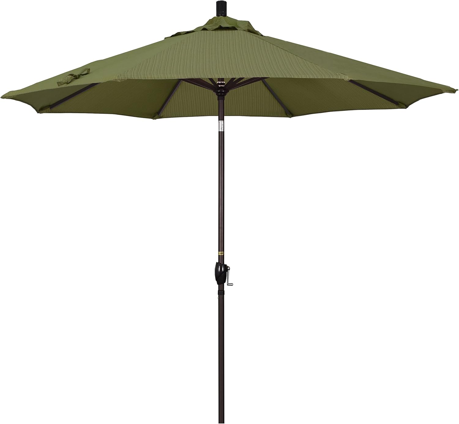 California Umbrella 9' Round Aluminum Market Umbrella, Crank Lift, Push Button Tilt