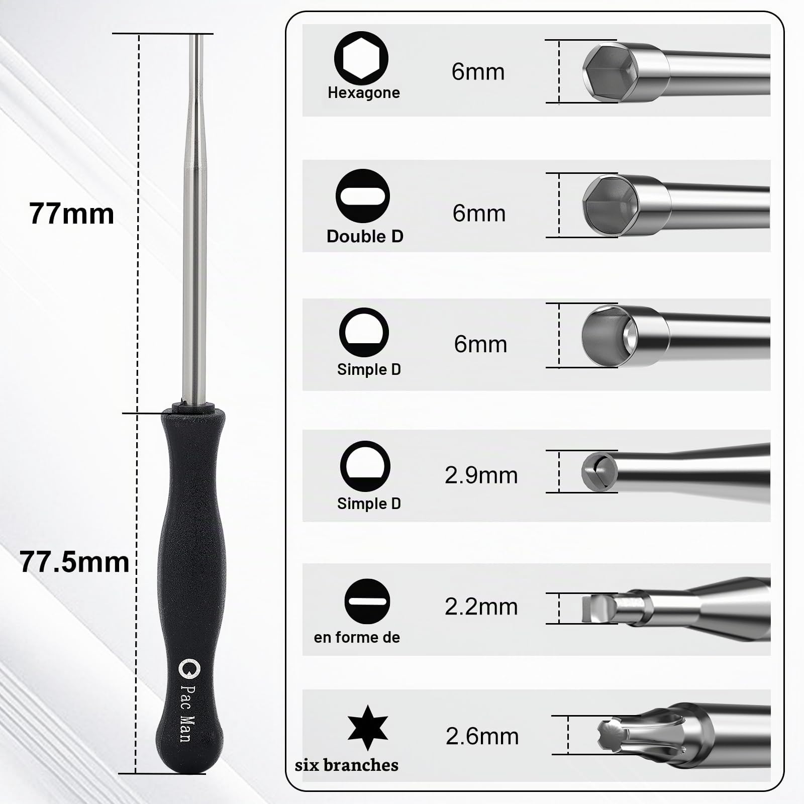SAVIOR Lot de 12 Tournevis Métal pour Carburateur Petit Moteur 2 Temps Embout Splined Pac Man D Double D