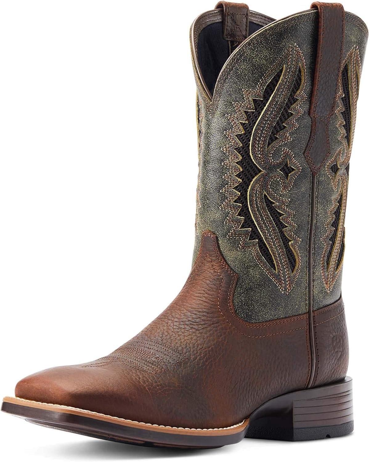 Ariat Mens Rowder VentTEK 360° Western Boot Rowdy Rust/Forest Green 13 Wide