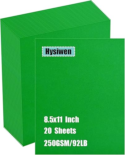 20 hojas de cartulina verde de 8.5 x 11 pulgadas, 8.82 ozm92 libras de papel grueso para hacer tarjetas, invitaciones, manualidades de papel o dibujo