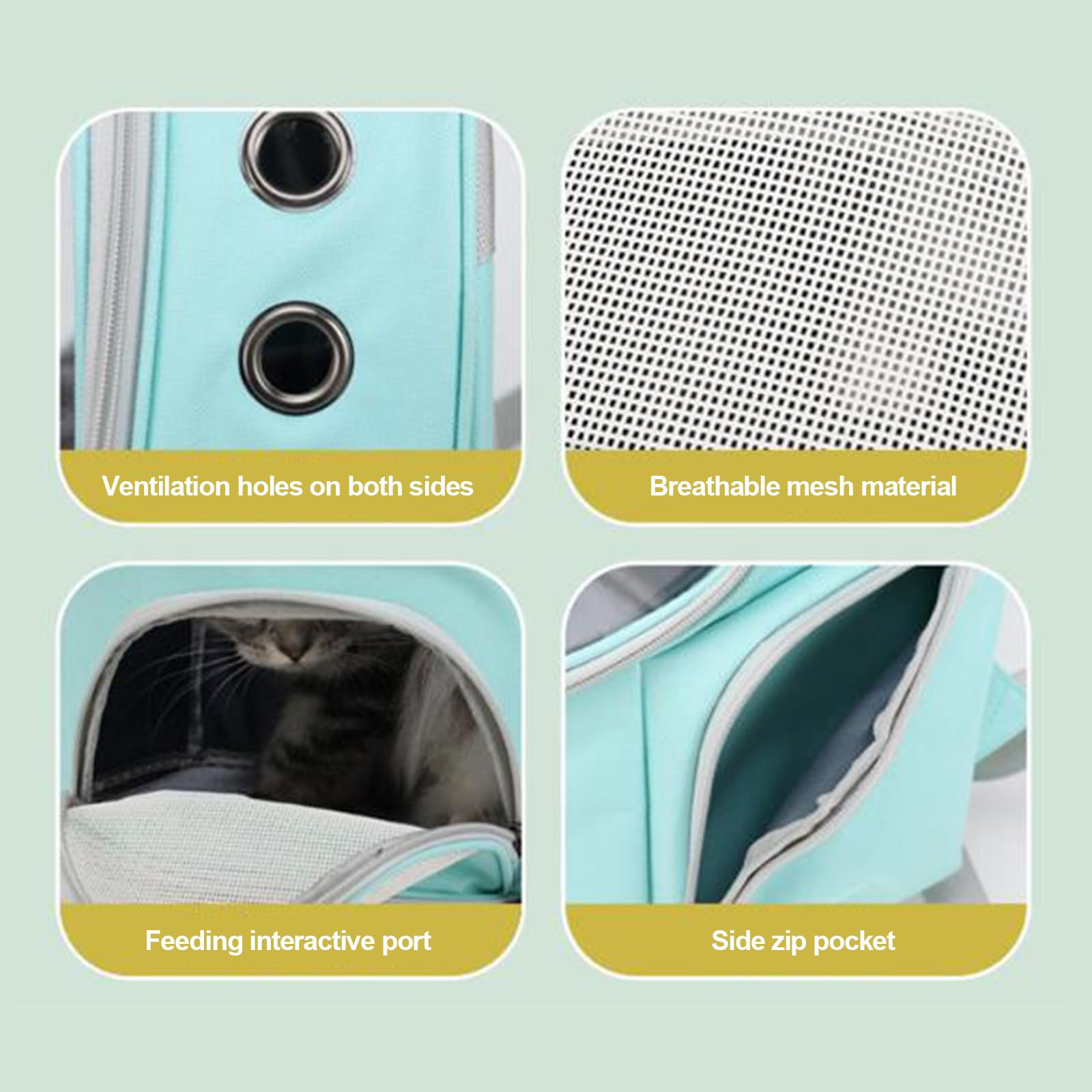 Mochila para Gatos, Cápsula Espacial, para Gatos Y Perros, Mochila Transparente, Transpirable, Bolsa De Transporte para Mascotas, Gatos, Bolsa De Transporte para Senderismo Y Camping,Gris