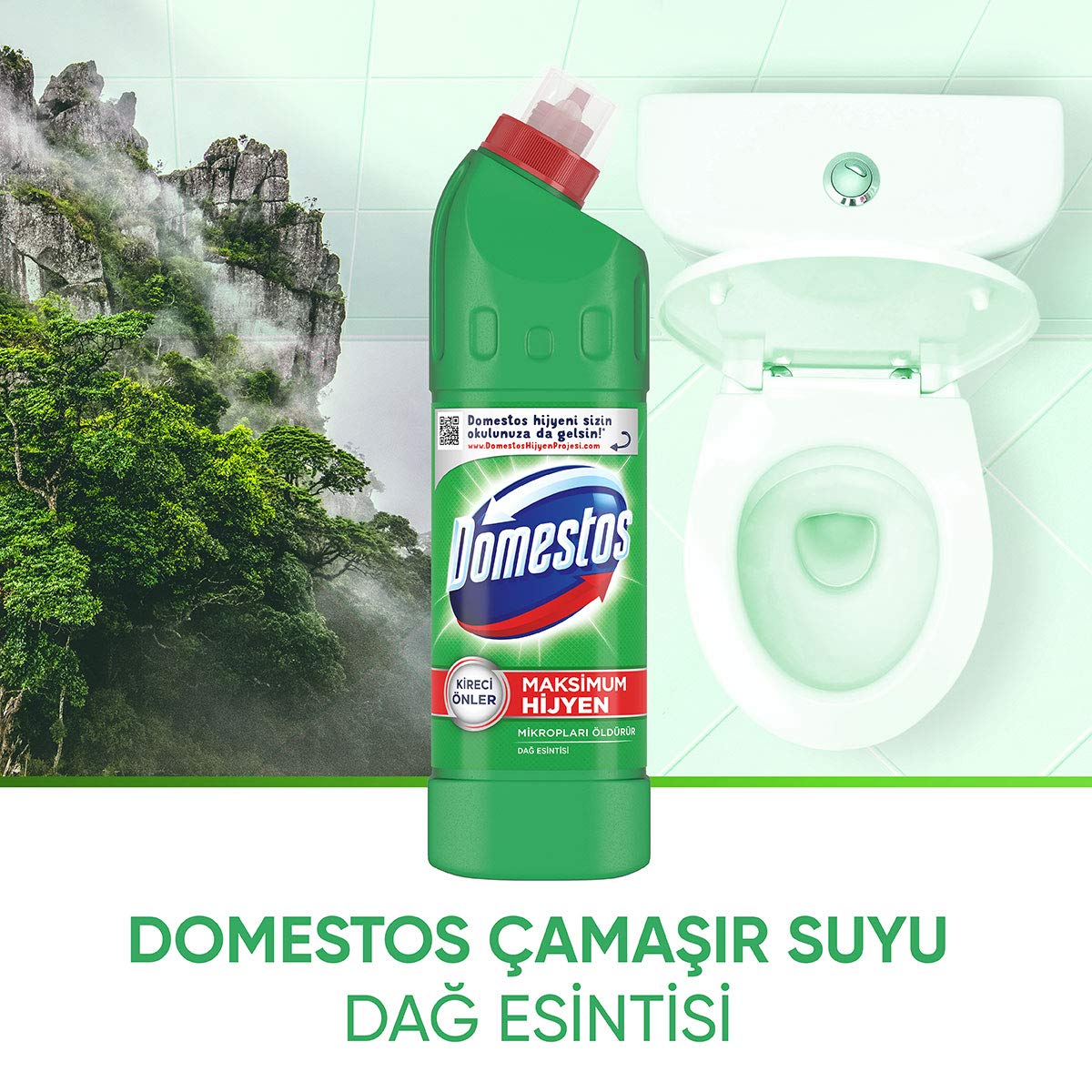 Domestos Yoğun Kıvamlı Çamaşır Suyu Maksimum Hijyen Dağ Esintisi 750 ml 5 paketi, 750 ML x 5, Dağ Esintisi Çamaşır Suyu