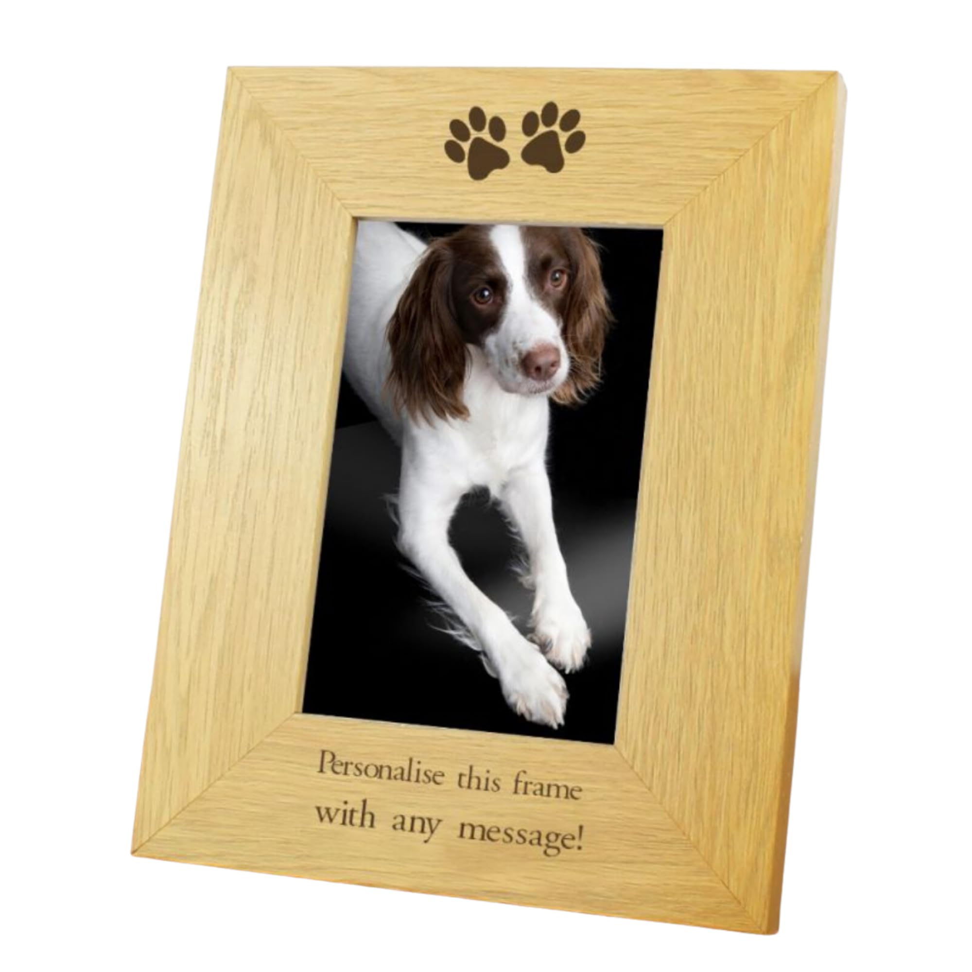 Personalised Pet Frame. 4x6 Wooden Paw Prints Photo Frame
