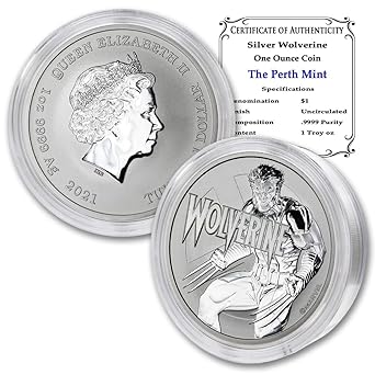 2021-1 oz Tuvalu Silver Marvel X-Men Wolverine Coin Brilliant Uncirculated (in Capsule) with Certificate of Authenticity $1 Seller BU