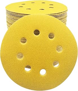 5 inch Sanding disc 8 Hole Hook and Loop Sanding Discs 150 Grit Random Orbital Sander Sandpaper Finishing Discs for Woodworking or Automotive, 100Pack