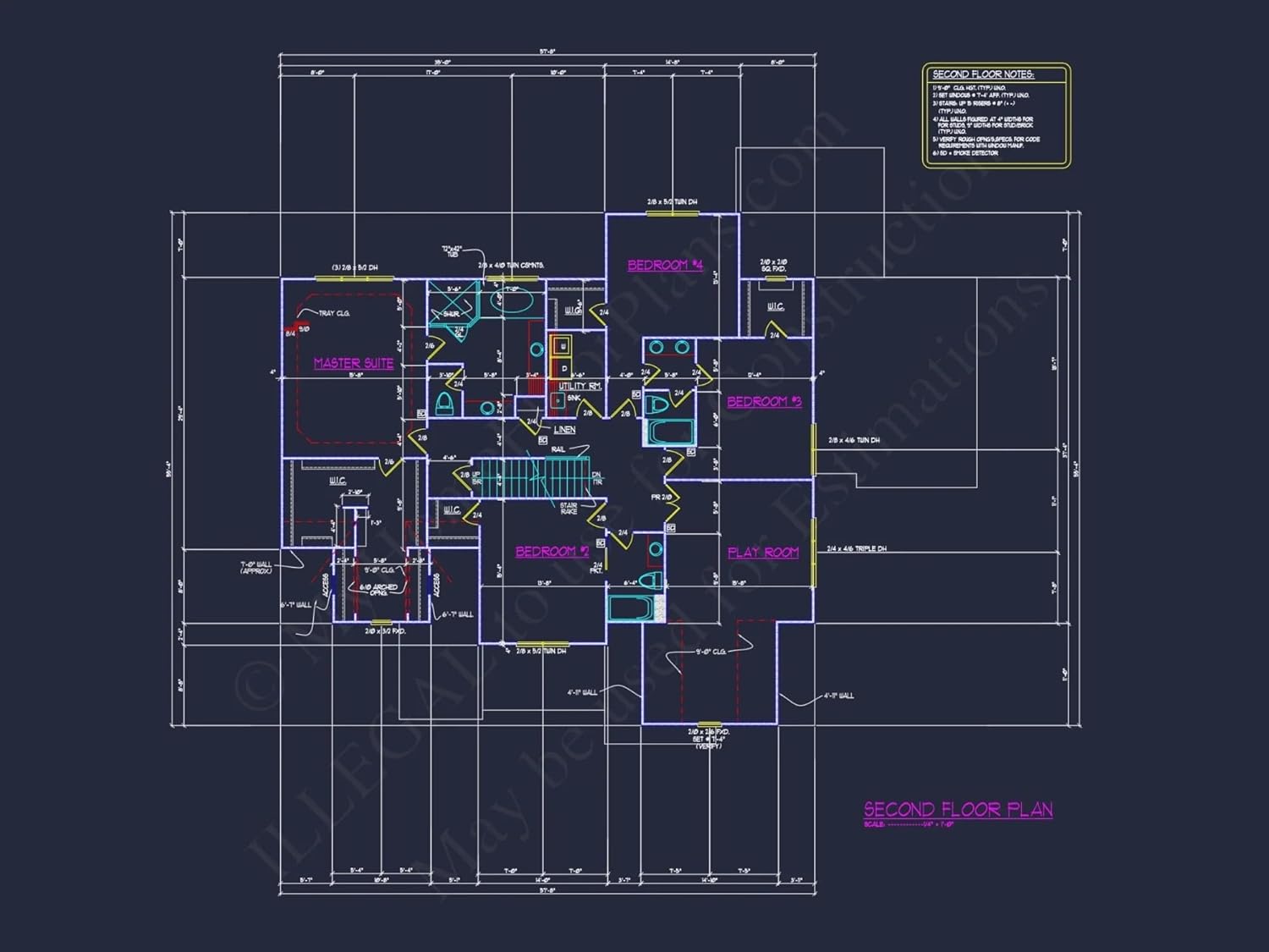 11-1242 HOUSE PLAN - Elegant House Plan with Detailed Blueprint Designs and CAD Architecture