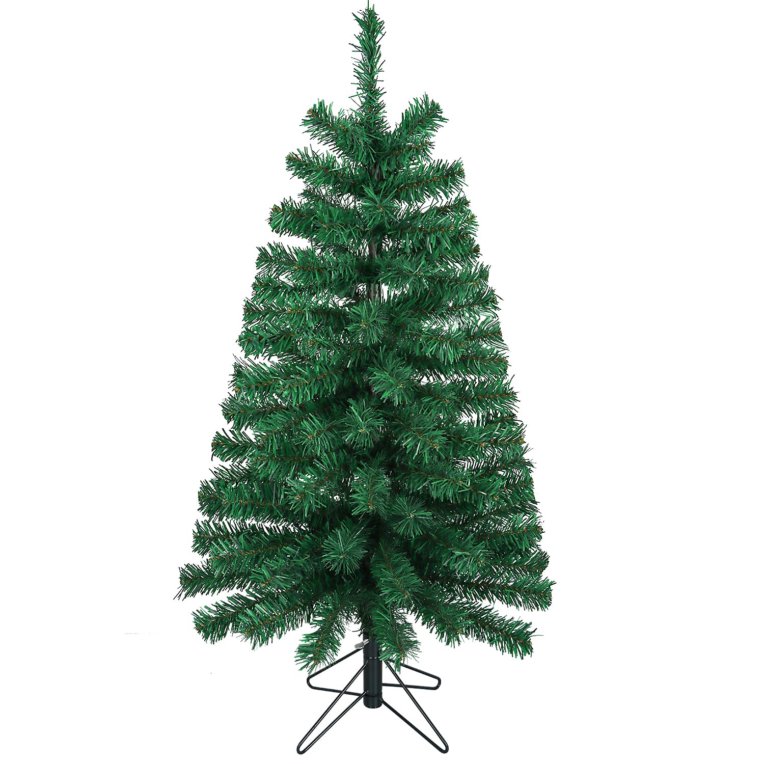 VEYLIN Small Christmas Tree, 90 CM Artificial Green Xmas Tree With Metal Stand For Christmas Decor