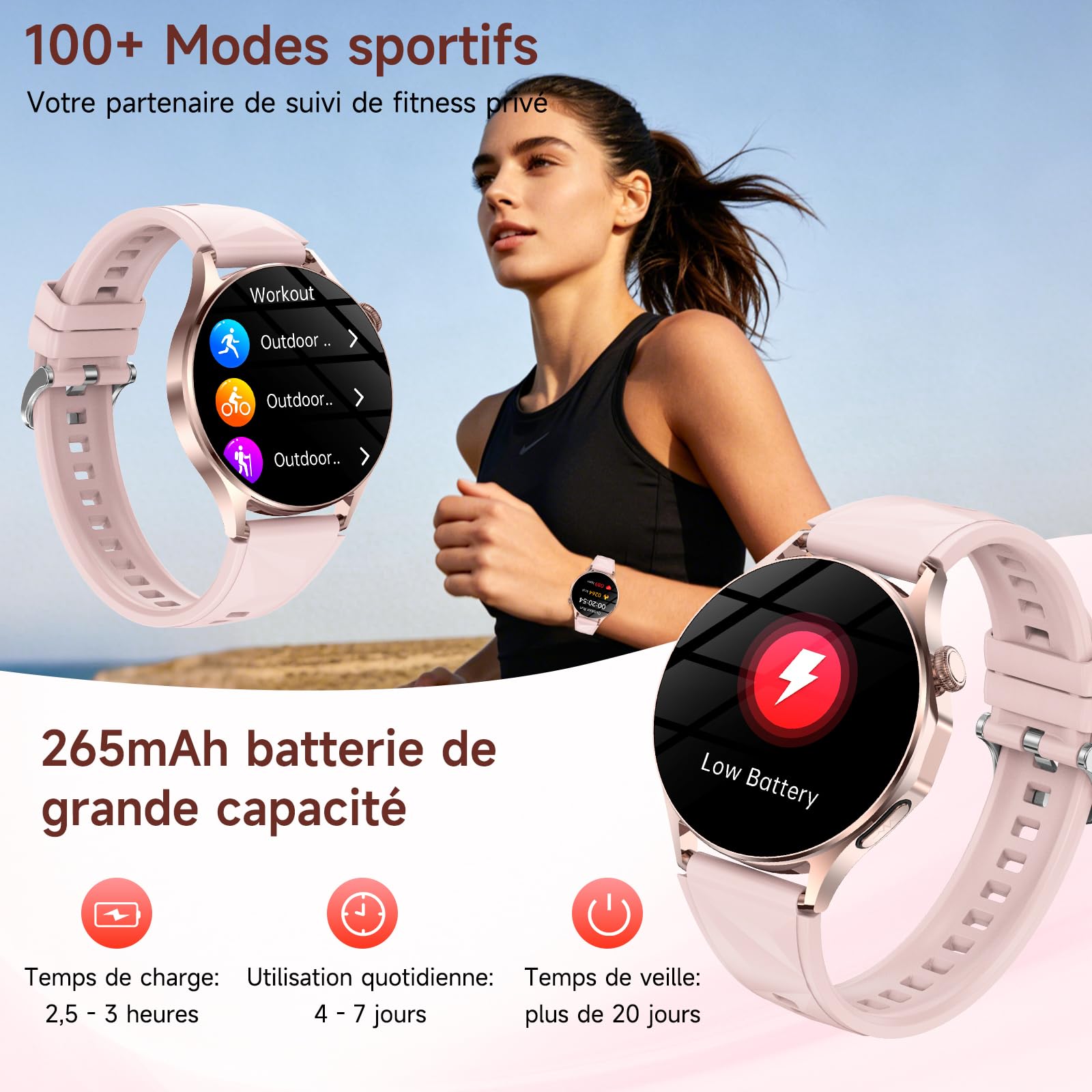 YUPENG Nouv’ Montre Connectée Femme avec ECG+HRV/Pressιon artérιelle/Acide Urique/IMC/Santé Féminine, 1,32" AMOLED Smartwatch avec 24H Fréquence Cardiaque/Sommeil/SOS/SpO2, Android iOS