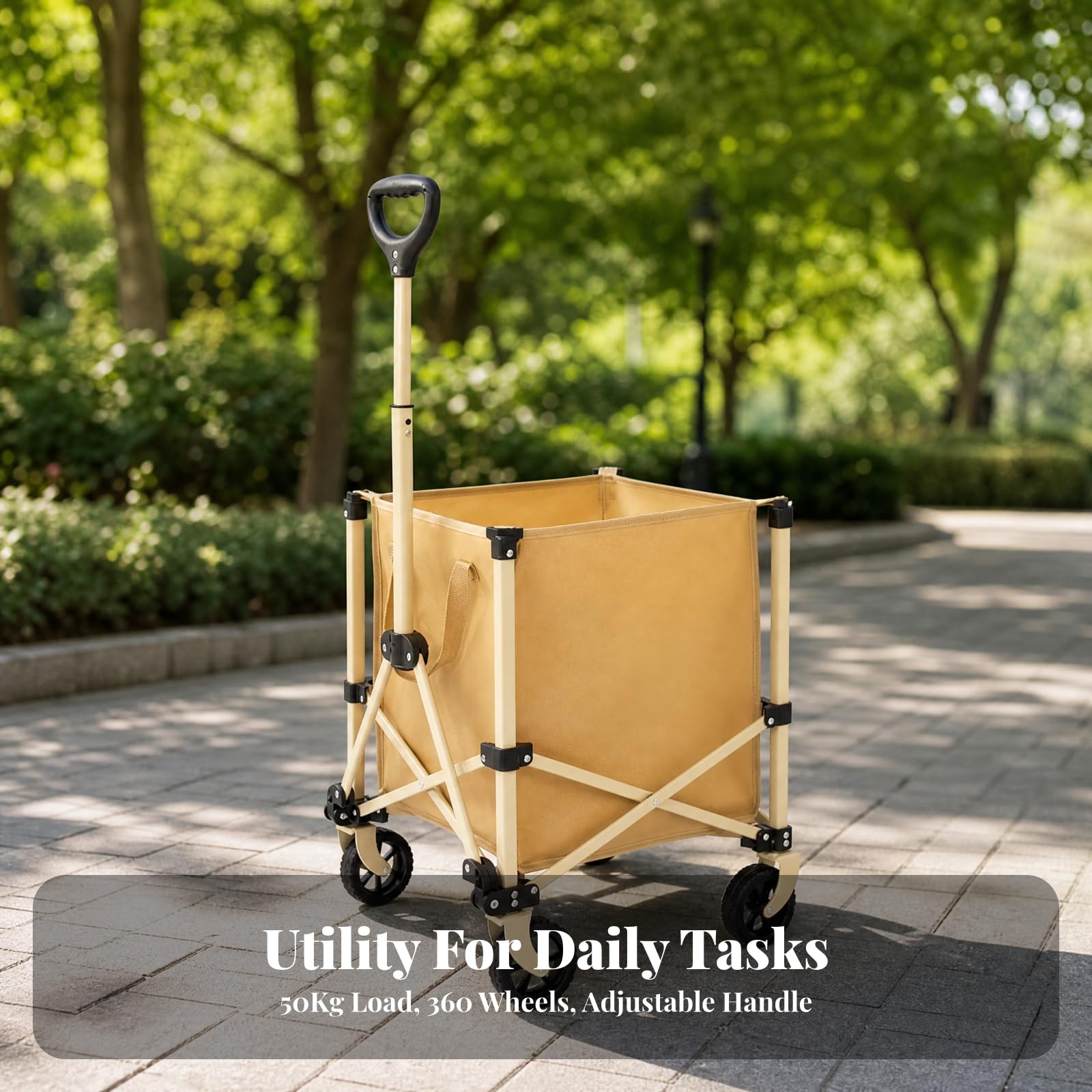 perfk Utilitario con Bolsa la Extraíble Carrito para Recados Plegable Portátil Vagoneta Carga con Mango Ajustable para Apartamentos, Amarillo