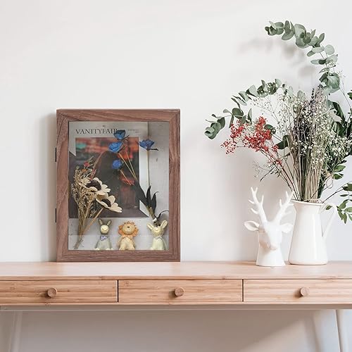 Miniatura 5 de Muzilife Marco de fotos Shadow Box de 8 x 10 pulgadas  2.16 pulgadas de profundidad de madera y vidrio, caja de memoria lista para colgar, recuerdos