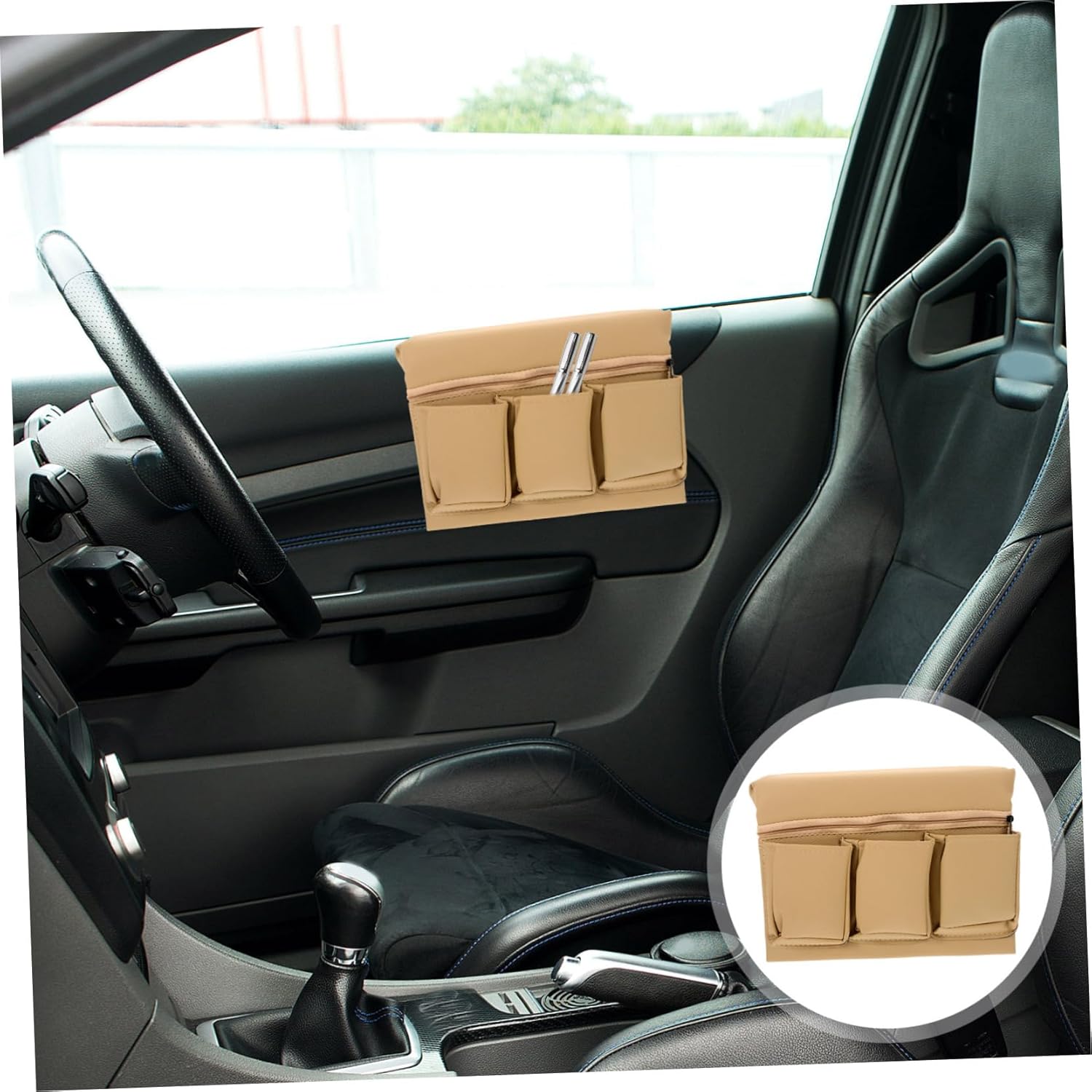 CHILDWEET Car Armrest Organizer Storage Box with Pocket - Universal Car Window Armrest Pad Elbow Rest for Automotive Door - Easy Installation 9.52X7.08X3.34 Inches