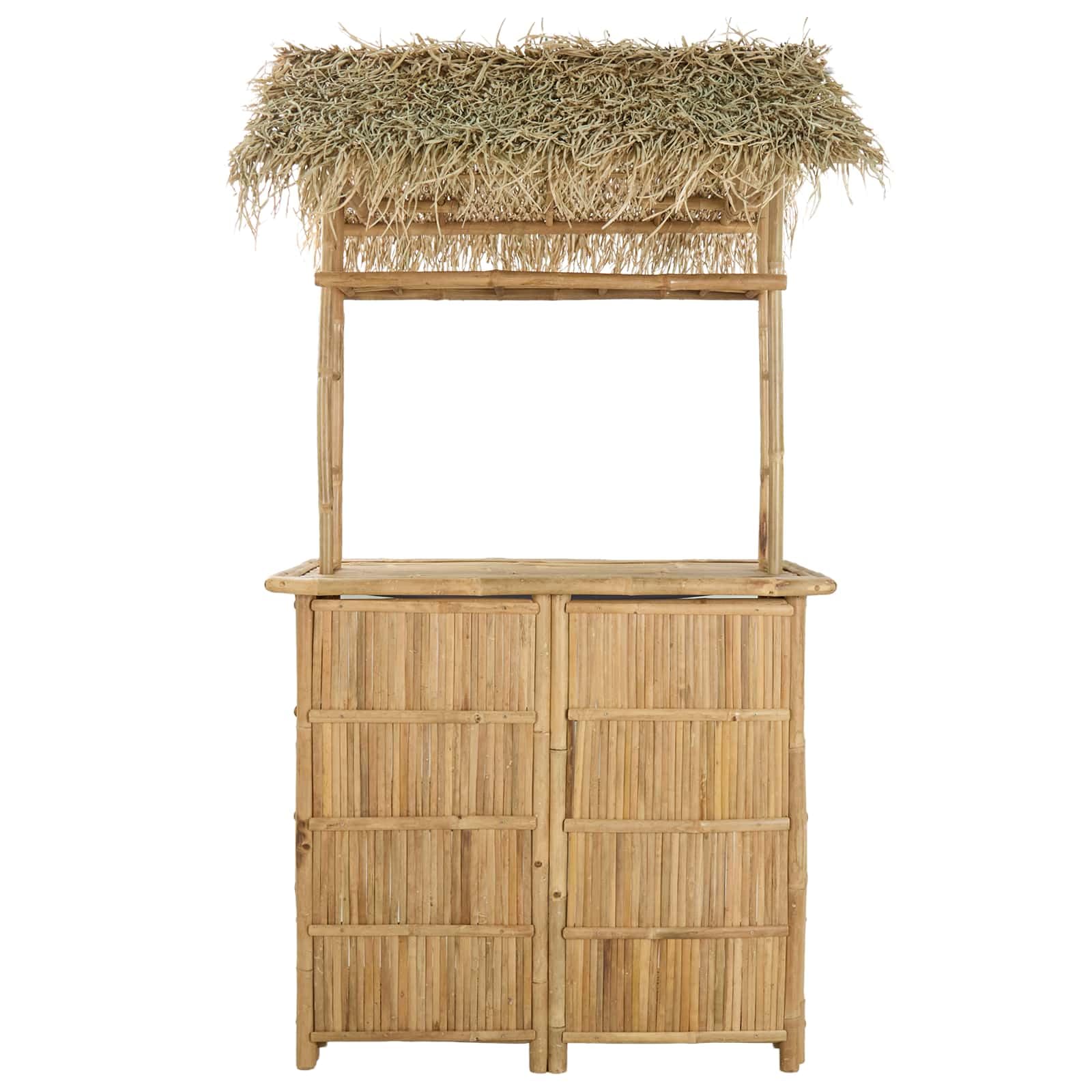 vidaXL Table de bar extérieure Naturel 115 x 95 x 215 cm Bambou, Table de bar tendance, résistante, pour l'extérieur, parfaite pour soirées d’été, jardin, déco écolo et minimaliste