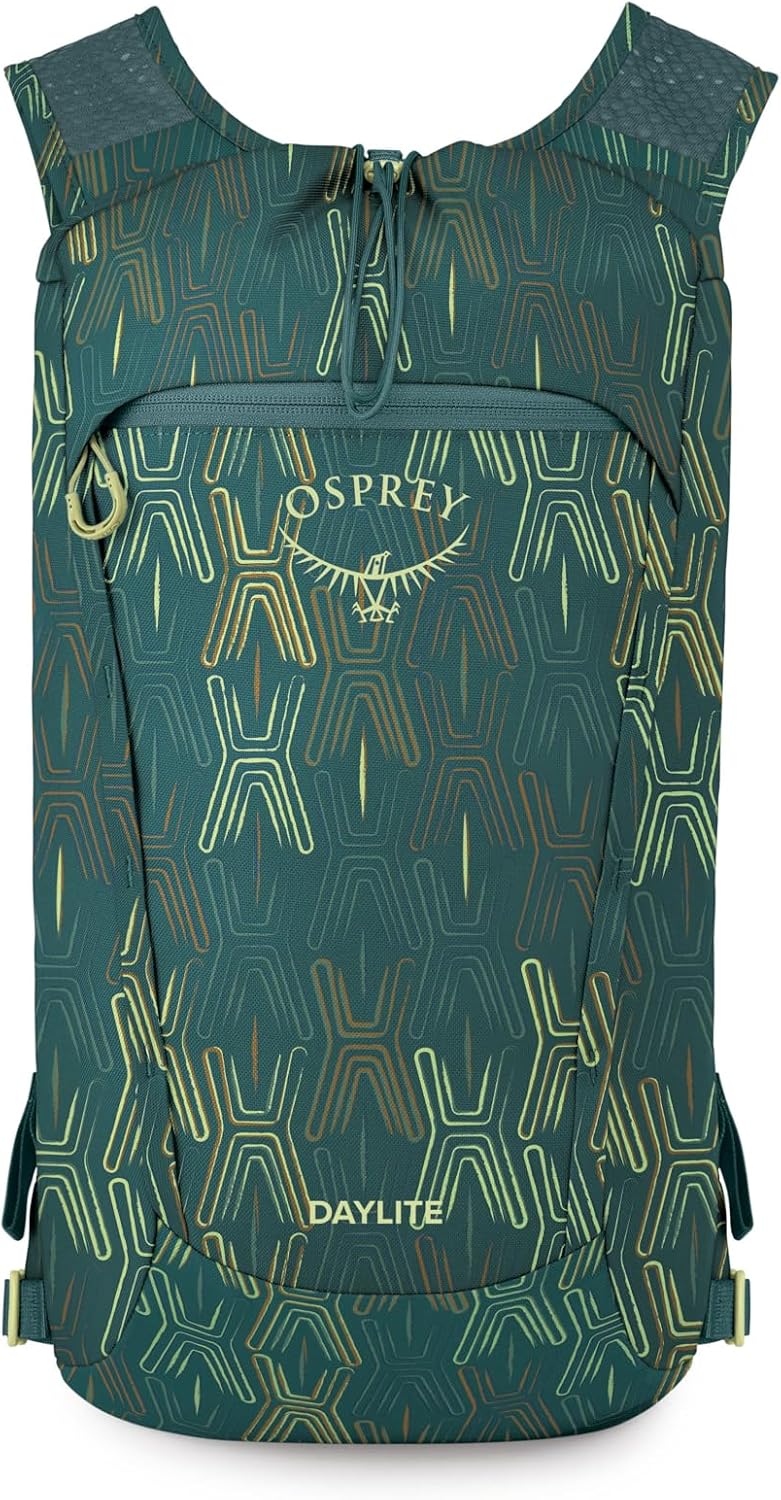 Osprey Daylite Cinch Backpack - Lightweight Travel Bag for Hikes, Festivals, and Everyday, Fuzzy Window Print/Torrent Blue