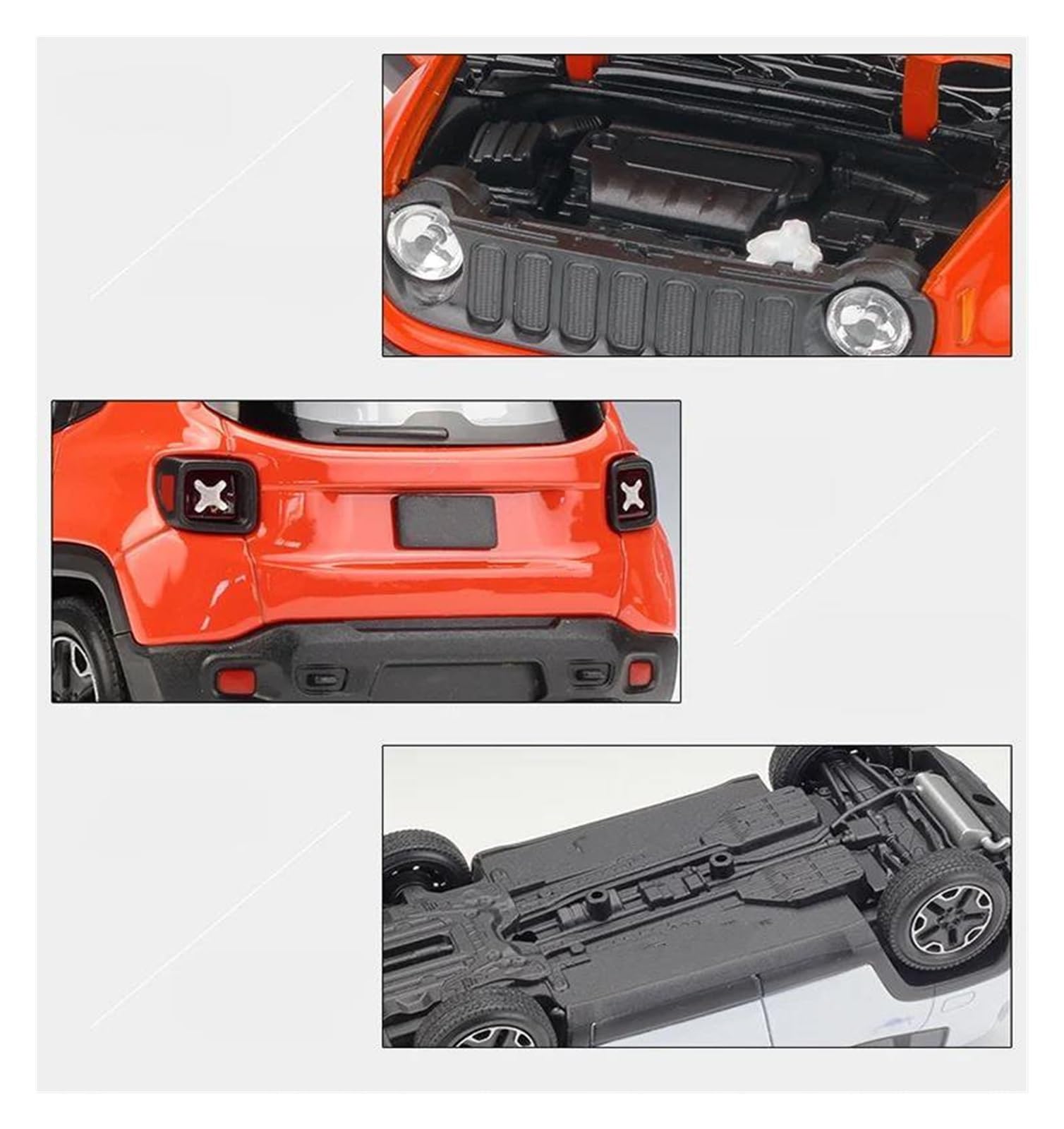 Modellino Diecast Modellismo da Collezione Auto 1:24 Per Renegade Per Trailhawk Modellino In Lega Di Metallo Pressofuso Per Auto(Giallo)