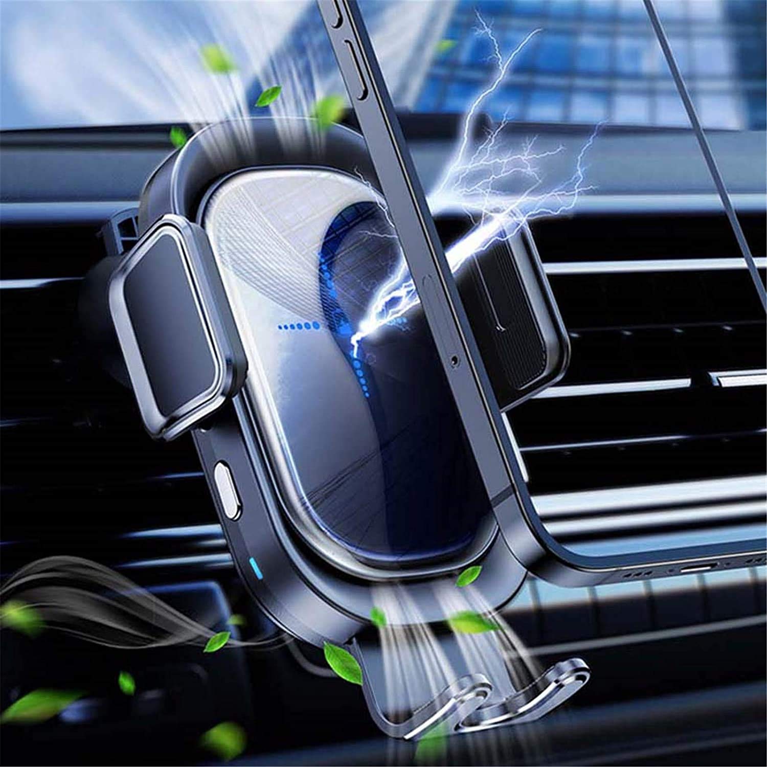 Cargador de automóvil inalámbrico, 15W Qi Carga rápida Automóviles Automóviles Automóviles, Soporte de teléfono de ventilación de avión de Windshield, Soporte de soporte de ventosa Soporte de car