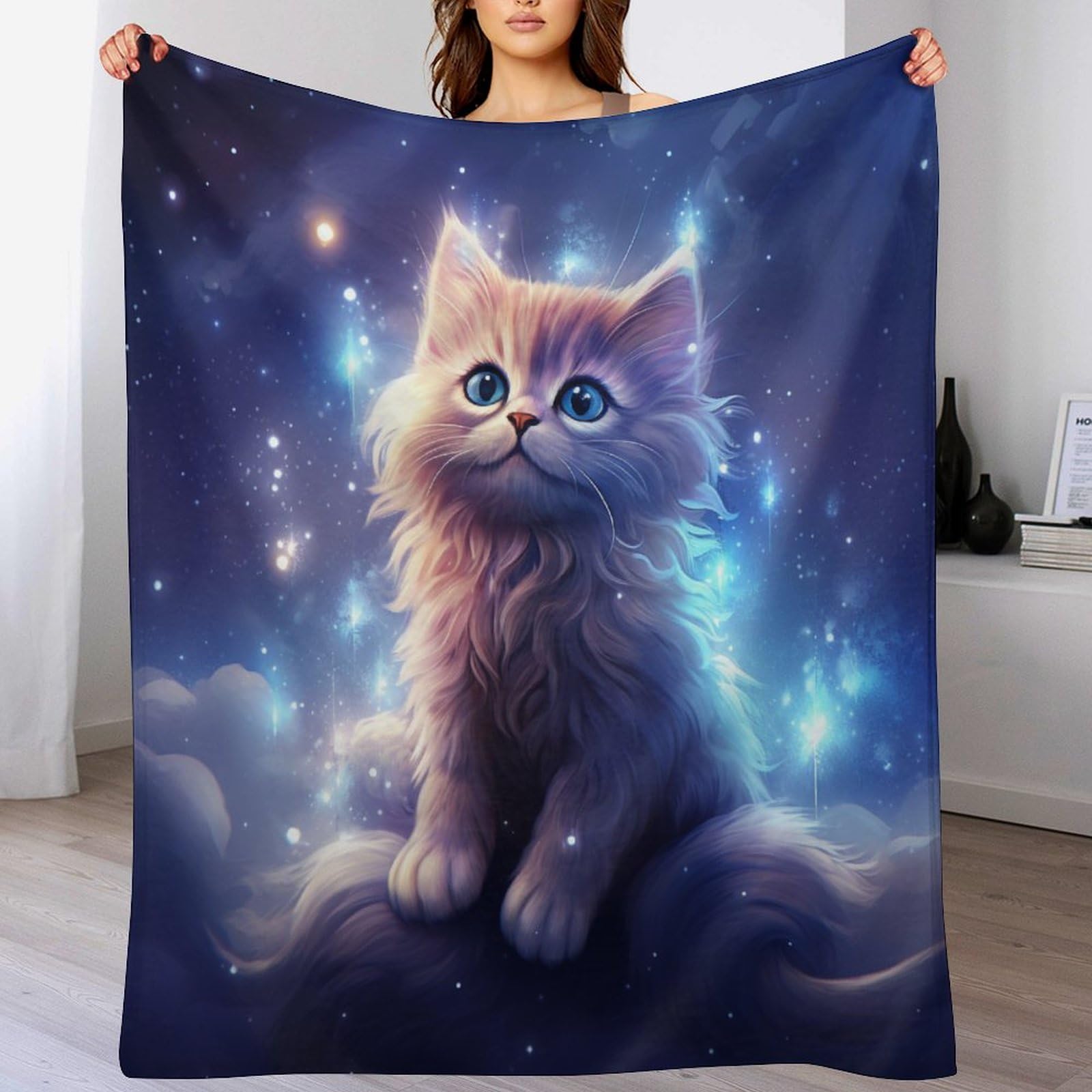 Couverture Polaire Chat Mignon Idée Cadeau Idéale Plaid Moelleux Flannel Lit