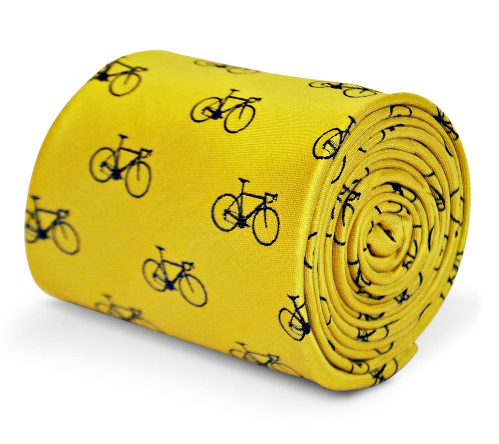 Frederick Thomas Men's Yellow Tie With Bicycle Pattern