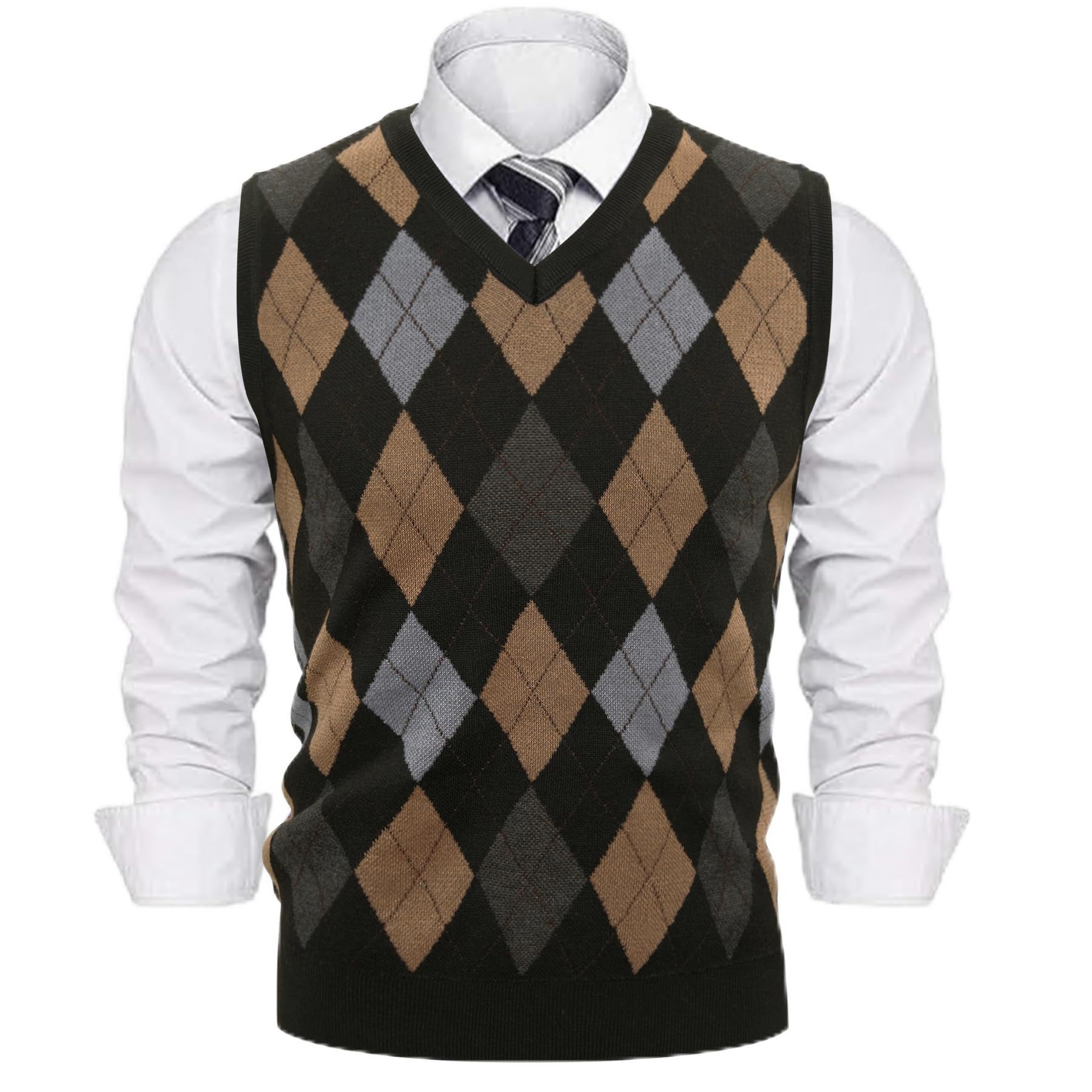 Sykooria Gilet Maglione da Uomo con Scollo V Maglioncino Smanicato Senza Maniche Pullover Gilet Cotone in Maglia Invernale Maglioni e Cardigan da Uomo Casual