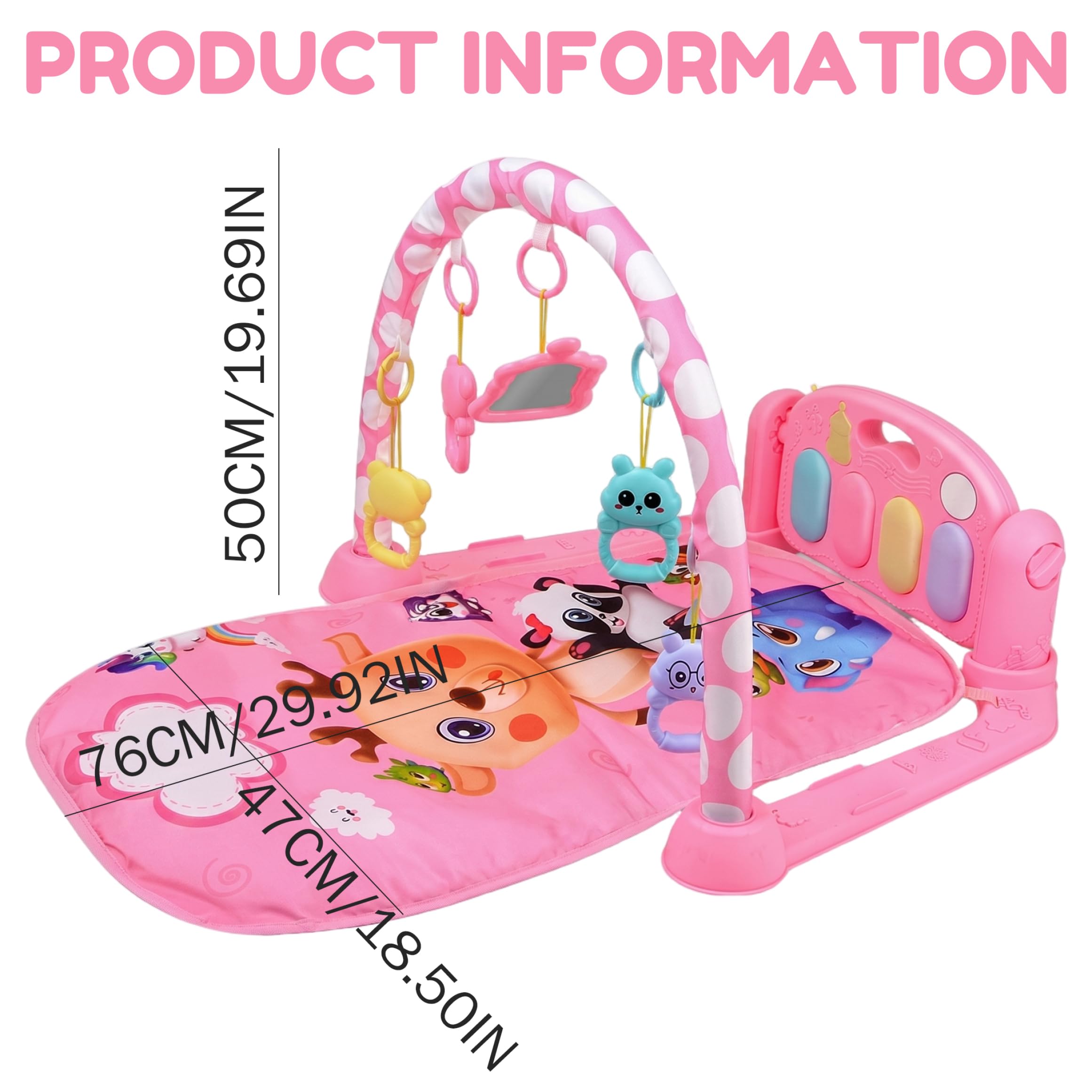 Baby-Gymnastik-Spielmatte, Kick-and-Play-Klavier-Gym mit Musik und Lichtern, faltbare Kleinkind-Aktivitätsmatte für Zuhause und Reisen, Style2