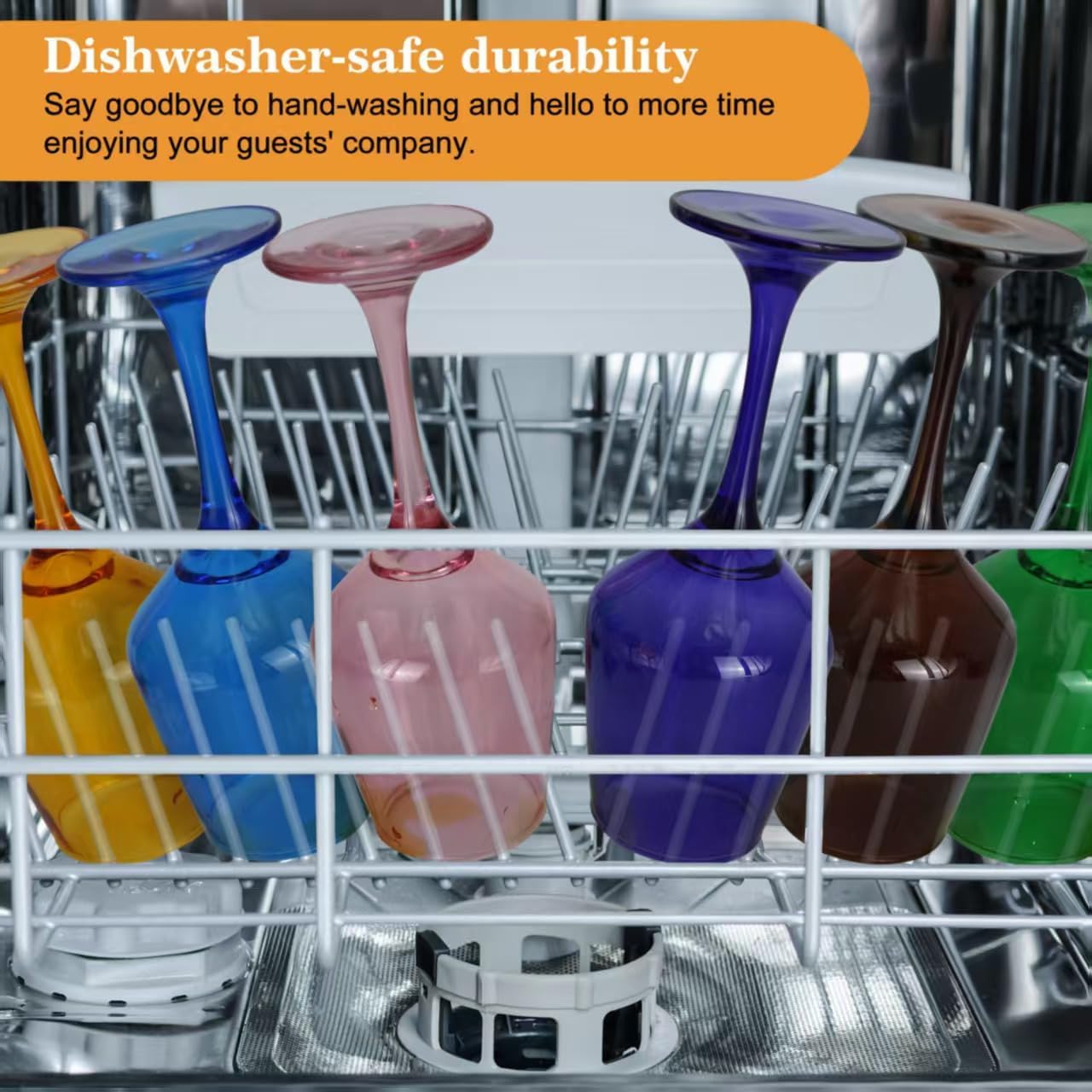 Multi Colored Wine Glasses Set of 6, 14oz Stemmed Crystal Glasses, Thick & Colorful, Dishwasher Safe Stemware for Red or White, Gift for Party, Holiday, Anniversary, Restaurant, Home Bar - Image 5