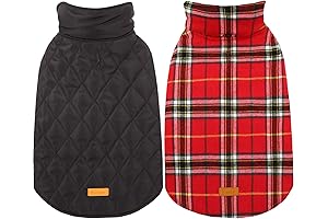 Kuoser Warm Dog Coat: Reversible British Style Tartan Plaid Dog Sweater