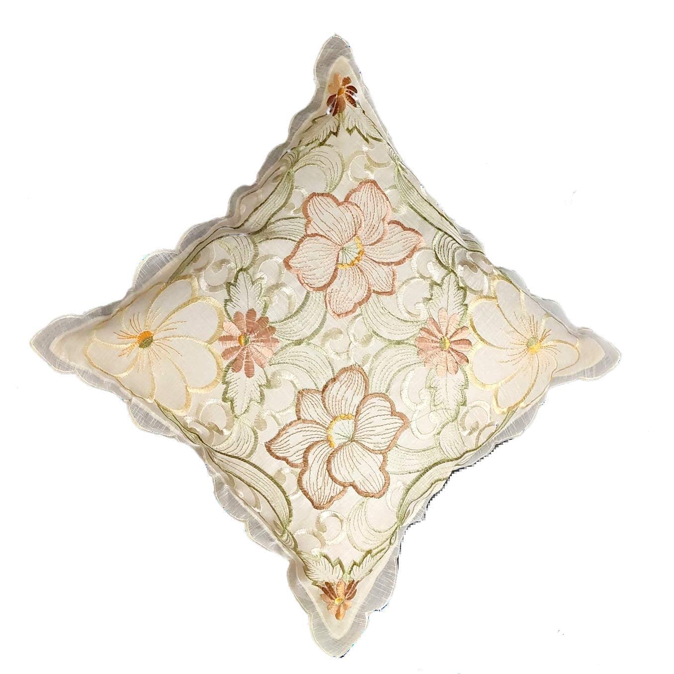 MONKDECORTissue Embroidery Cutwork Design-022 Cushion Cover- Set of 2 Pieces (Size- 16x16 Inches)- Brown