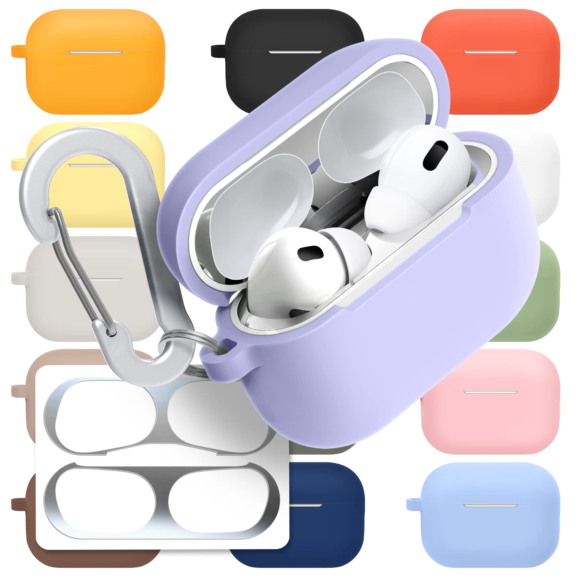 [3 in 1] AirPods Pro 3 Silicone Case + Anti-Lost Carabiner + Dust Guard Metal Film, Protective Cover with Keychain for Apple AirPods Pro3 (2025) — view 18