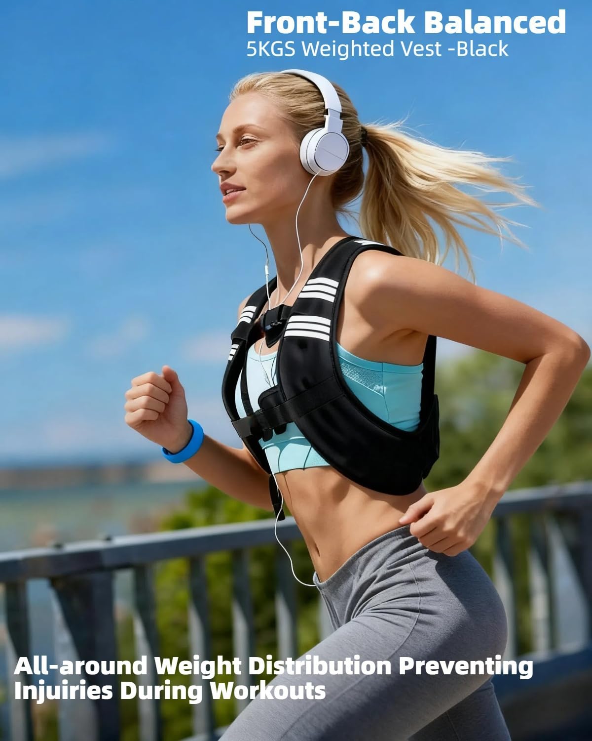 Gilet lesté, 3 kg/5 kg avec bande réfléchissante pour l'entraînement, la course, le fitness, le jogging, le cardio, la marche