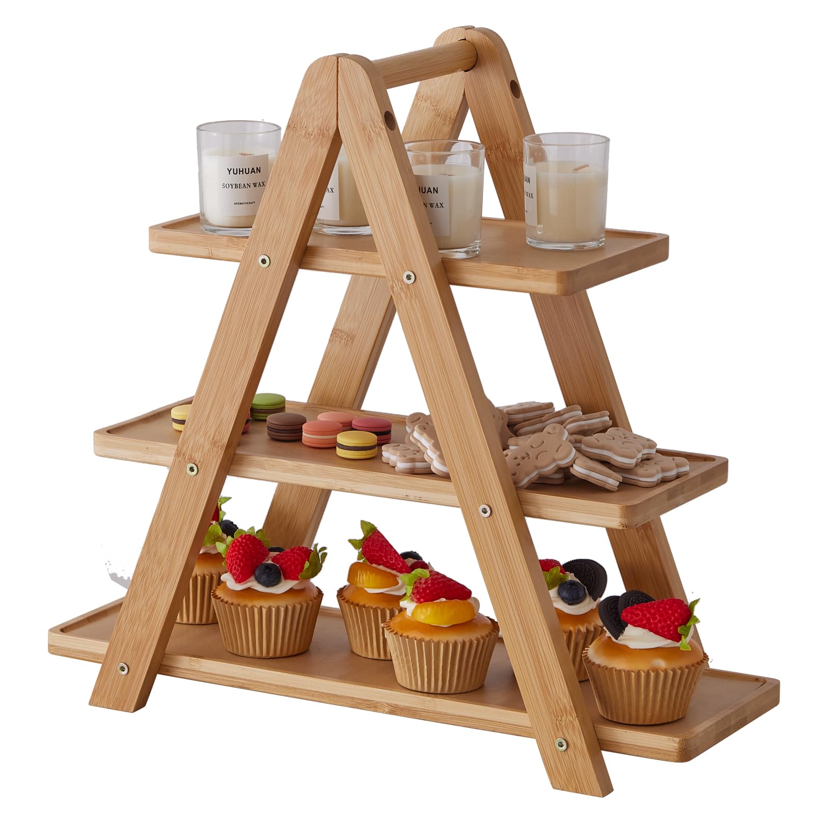 3 Tier Bamboo Serving Tray - Party & Dessert Display -11