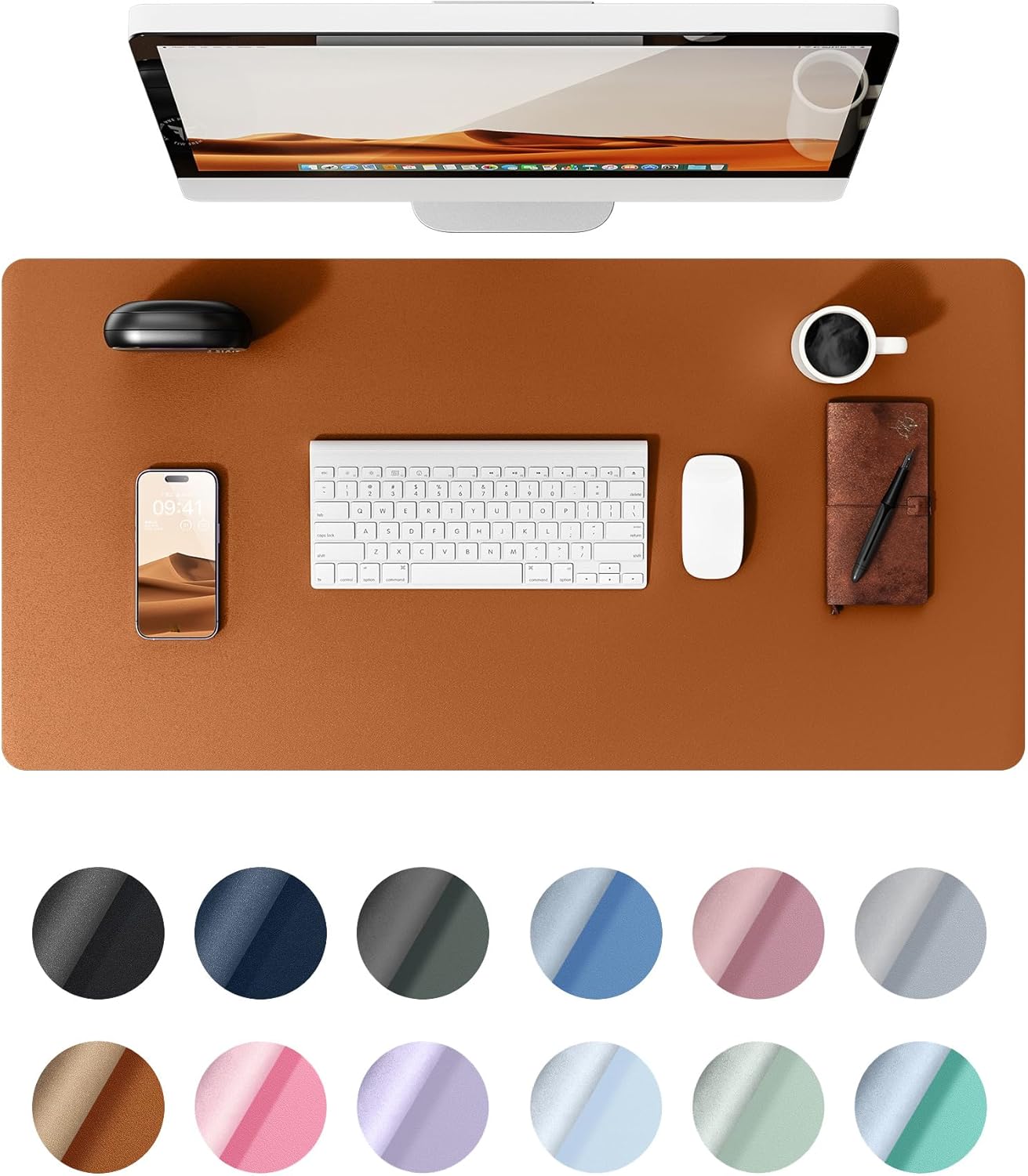 YSAGi Desk Mat, 80 x 40 cm, Premium Leather Mouse Mat, XXL, NonSlip