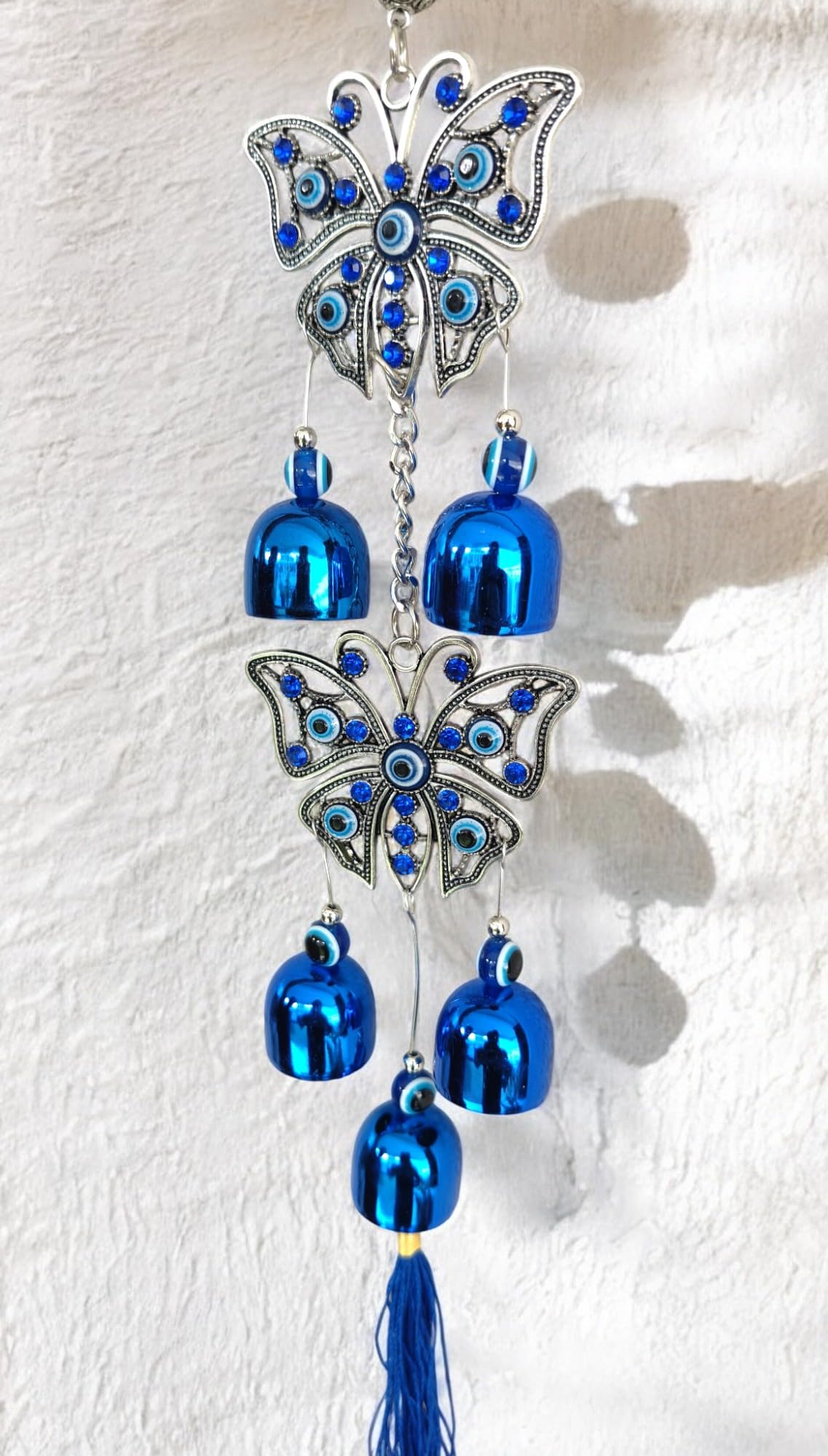 Wind Chimes for Home Positive Energy, Evil Eye Hanging for Home, Evil Eye Home Decor Items, Hanging Decorative Items for Home (Double Butterfly)-image-8