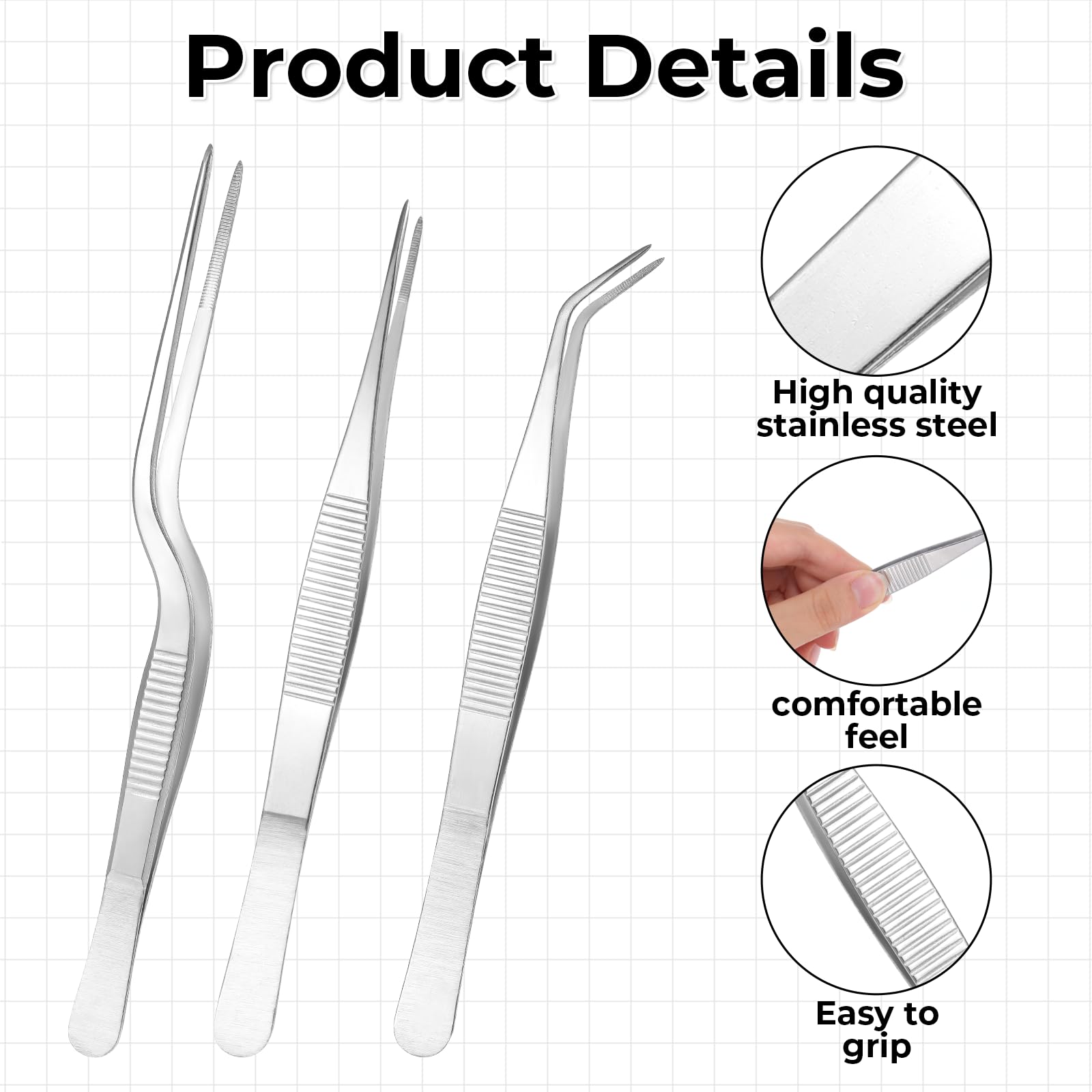 Stainless Steel Garden Tweezers - 3 Pcs Set -3 Stainless Steel Garden Tweezers - 3 Pcs Set -3