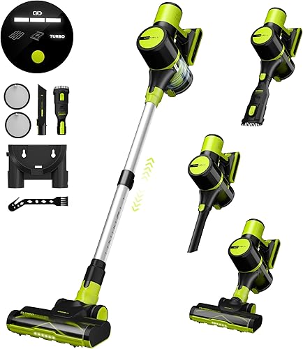 UNINELL HOME Aspiradora inalámbrica, 45 Kpa y 55 minutos para el hogar, ligera, antienredos, autosuficiente, recargable para pelo de mascotas,