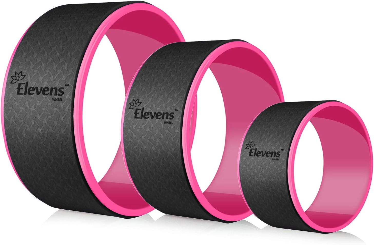 H&A Professional Yoga Wheel Set Safe Antislip for Improving Yoga&Pilates Poses 3 Pack (13,10,6 inch) (Pink)