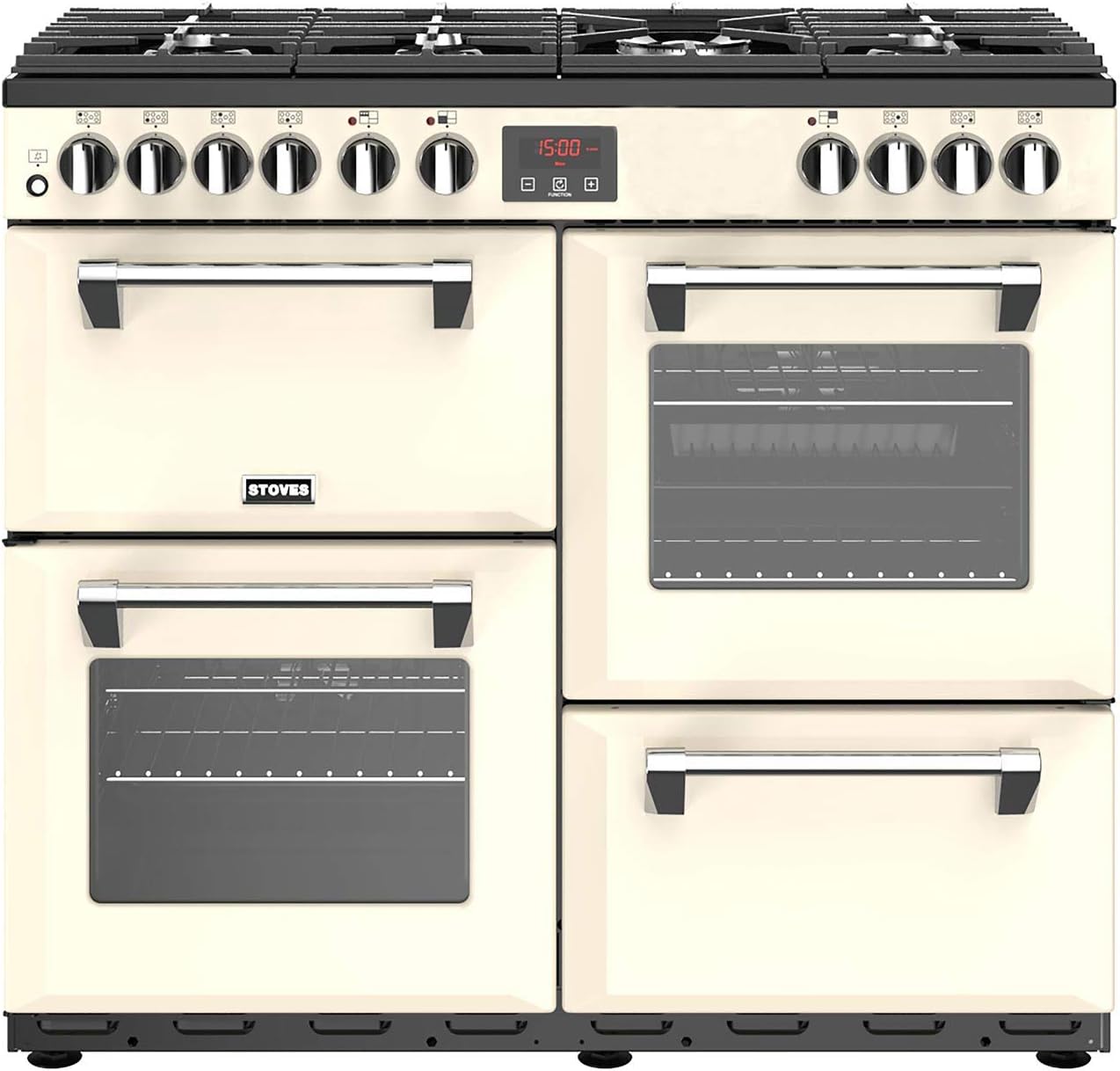 Stoves Belmont 100DFT 100cm Dual Fuel Range Cooker Cream Amazon.co