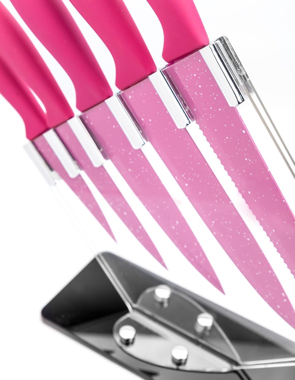 Chef's Star 6 Piece Pink Marble Kitchen Knife/Pink Handles