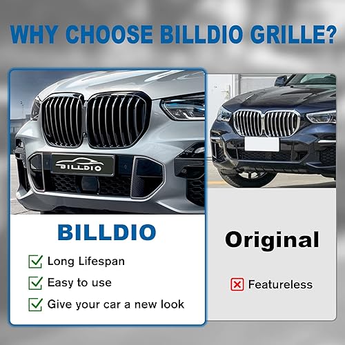 Miniatura 75 de Parrilla de riñón para parachoques delantero, color negro brillante, compatible con BMW X5 E70 X6 E71 2007-2014 doble listón doble línea Láminas