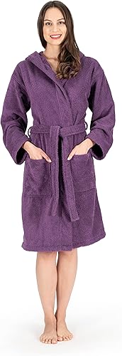 Miniatura 2 de NINE WEST Bata de baño de lujo con capucha para mujer, 100% algodón turco