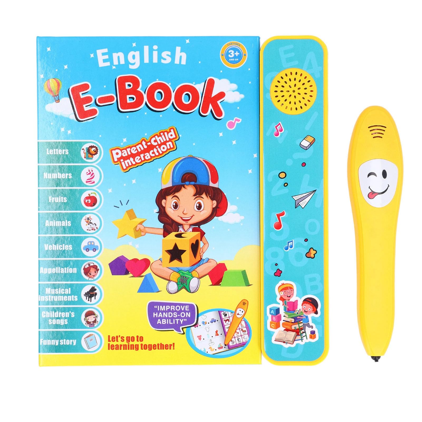 Libro Parlante per Apprendimento Elettronico Libro Sonoro Interattivo Educativo per Bambini Dai 3 Ai 6 Anni Materiale ABS 1 unità