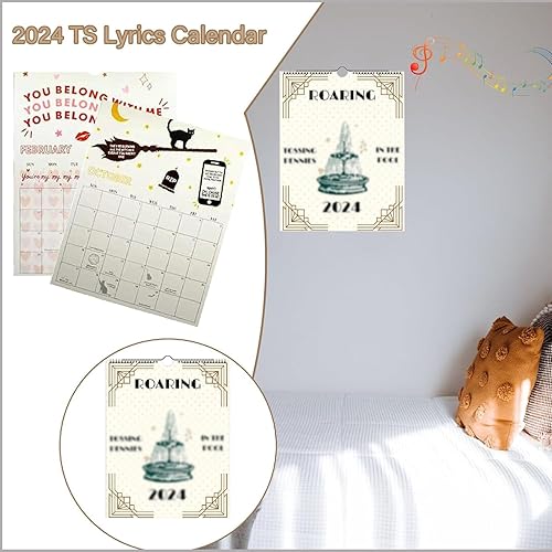 Miniatura 4 de Calendario de letras TS 2024  Calendario Adwomb 2024, calendario rugiente de pared 2024, decoración de pared, regalos para amantes de la música,