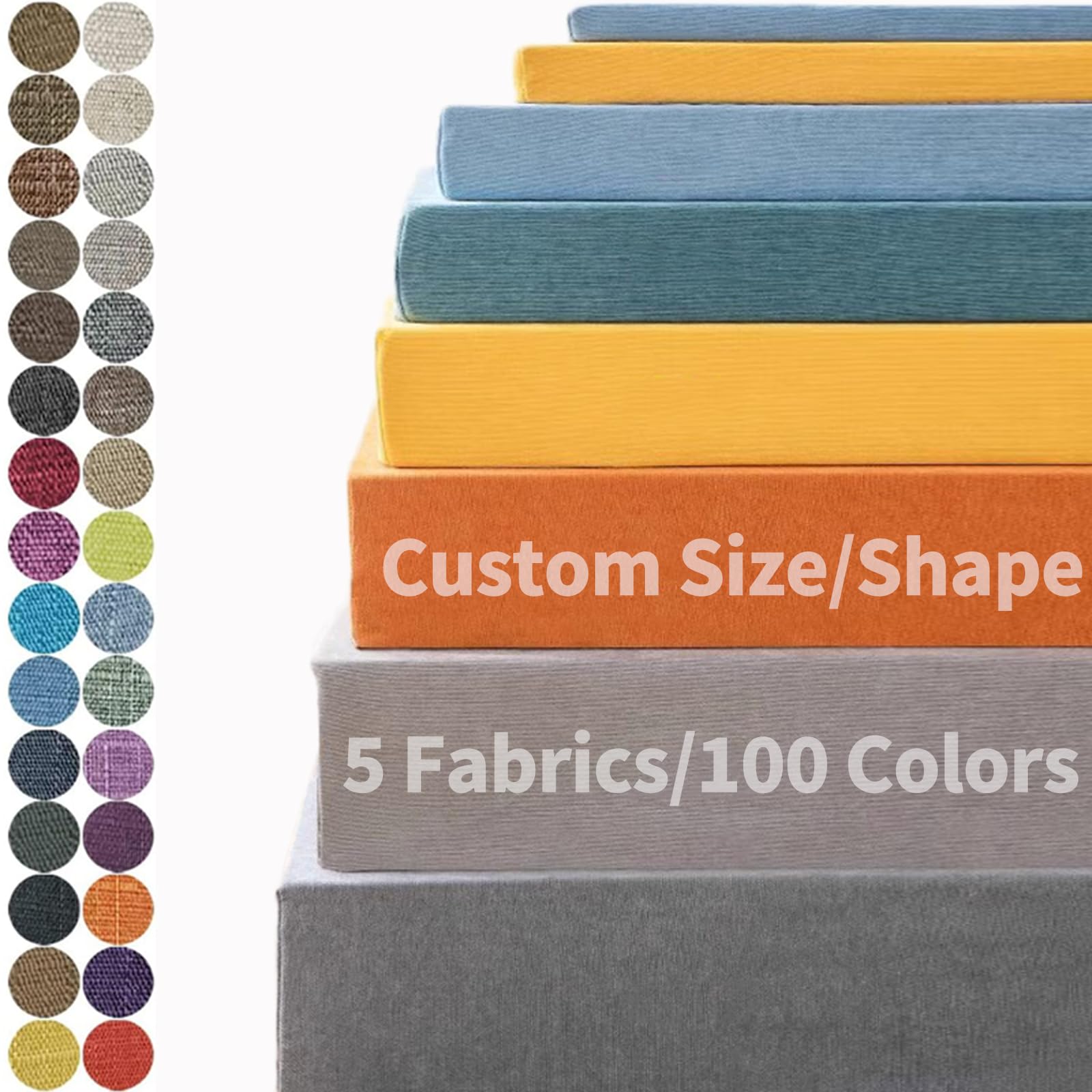 Custom Bench Cushions,Personalized Size Bench Pad with Non-Slip Bottom,Indoor/Outdoor Thickened Foam Furniture Cushion for Garden Patio Bench,Bay Window,75D High Elastic Sponge Filling