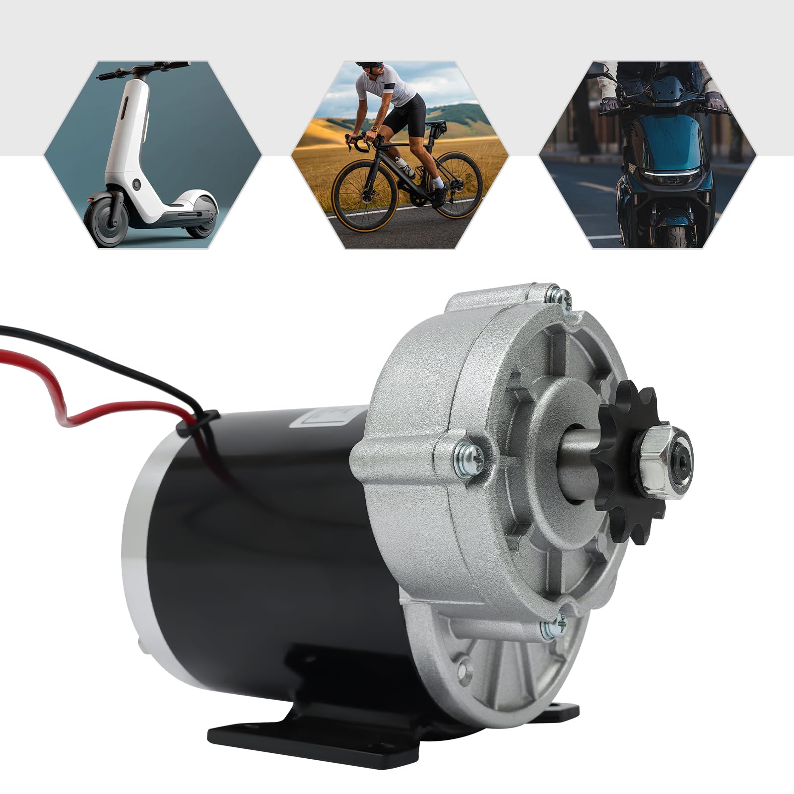 Reduktions-Elektromotor Reduktionsmotor für die Modifizierung von Elektrofahrrädern Mopeds 20.5 * 14.3CM 450r/min 600W Schwarz Silber