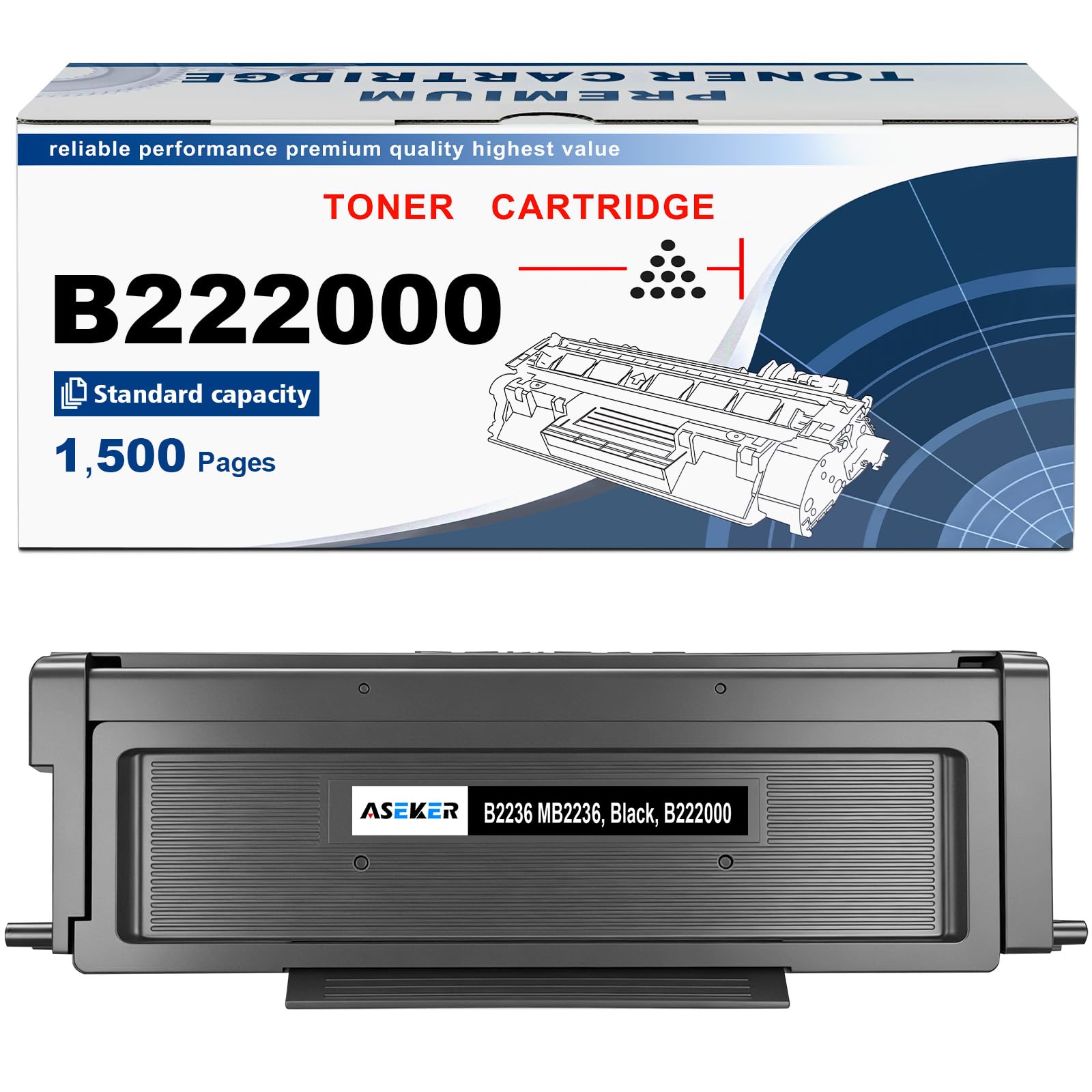 B222000 Toner di Cartuccia Nero Compatibile per Lexmark B2236 B2236DW MB2236 MB2236ADW MB2236ADWE MB2236I Stampanti