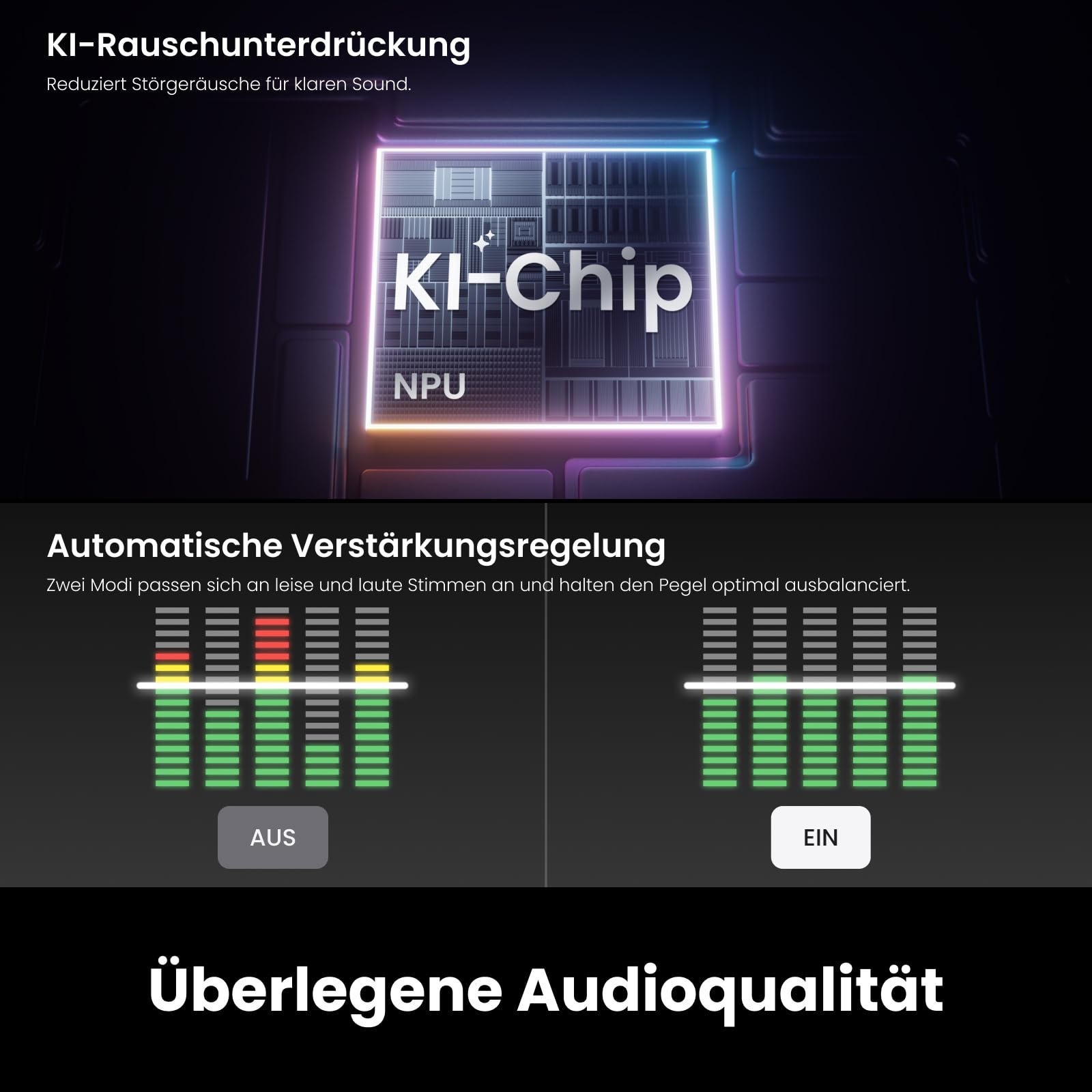 Insta360 Mic Pro Transmitter Graphitschwarz, kabelloses Mini-Lavaliermikrofon für iPhone/Kamera/Android, Videoaufnahme, anpassbares E-Ink-Display, 3-Mikrofon-Array, interne 32-Bit-Float-Aufnahme