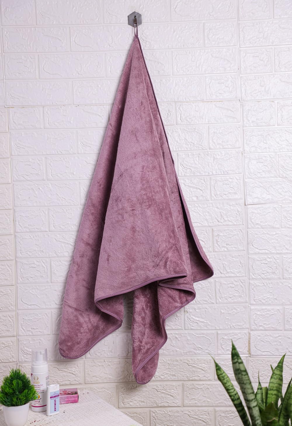 Fezora® Toallas de baño de microfibra de 500 g/m², (70 x 140 pulgadas), felpa extrasuave y secado rápido, alta absorción con toallas de gran tamaño para baño (paquete de 2) (vino y azul cielo)
