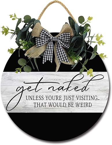 Letrero colgante redondo de madera rústica para puerta delantera, decoración de porche para casa de campo, al aire libre, hogar, vacaciones, puerta