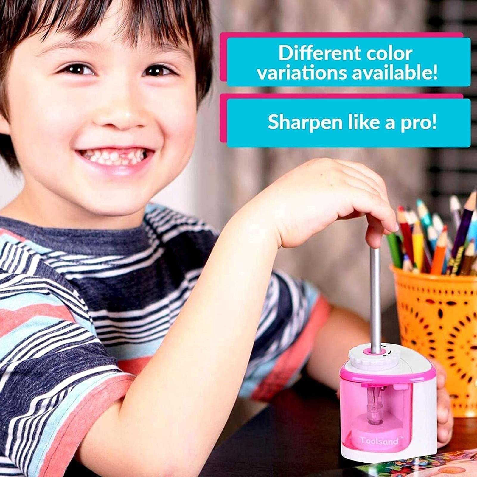 Taille-Crayon Automatique en Plastique, Taille-Crayon électrique de Couleur, alimenté par Batterie, pour la Maison, Le Bureau, l'école, la Salle de Classe, Les Adultes et Les Enfants