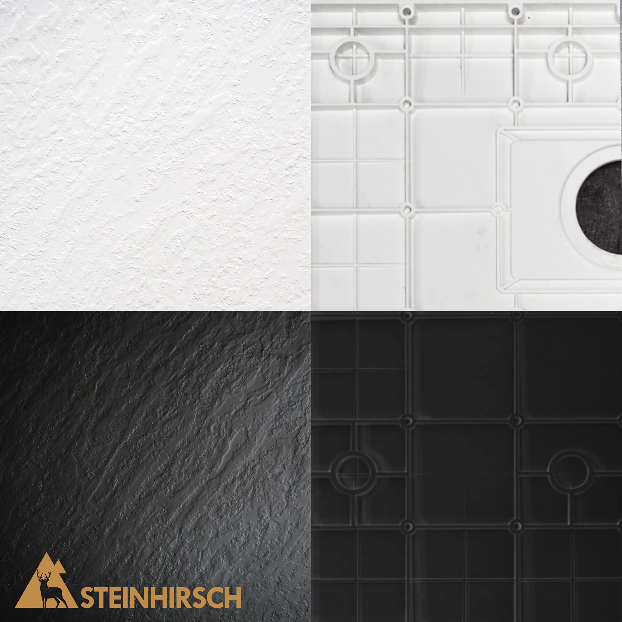 Duschwanne 120x90 cm SMC Brausetasse Schwarz Steinoptik Antirutsch Duschtasse Niedrige Schwelle Extraflach Brausetasse