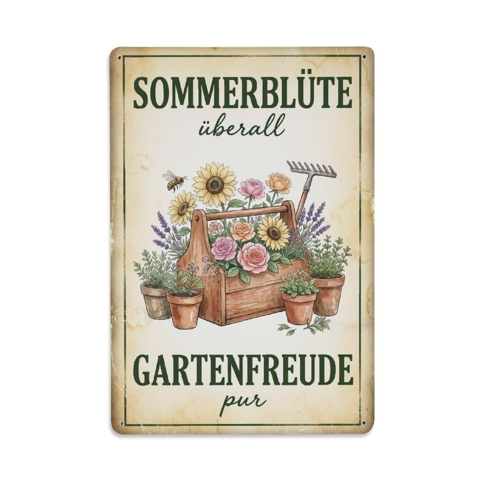 Vintage Funny Garden Summer Bloom Rustic Gate Aromatic Metal Tin Sign Plaque Wall Decor for Cafe, Club Bar, Office, Garden Metal Poster 8x12Inch