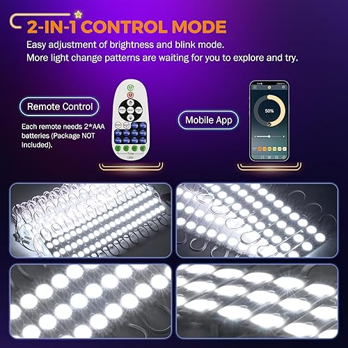 Miniatura 5 de BEAMNOVA Kit de luces comerciales blancas de 100 pies, aplicación Bluetooth o control remoto, transformador de fuente de alimentación DC 12V 400W,